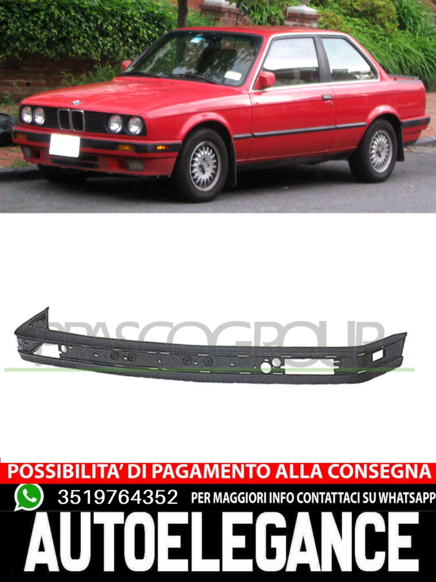 Paraurti Prasco Anteriore NERO-LISCIO DA PRIMERIZZARE per BMW 3 E30 51111976134