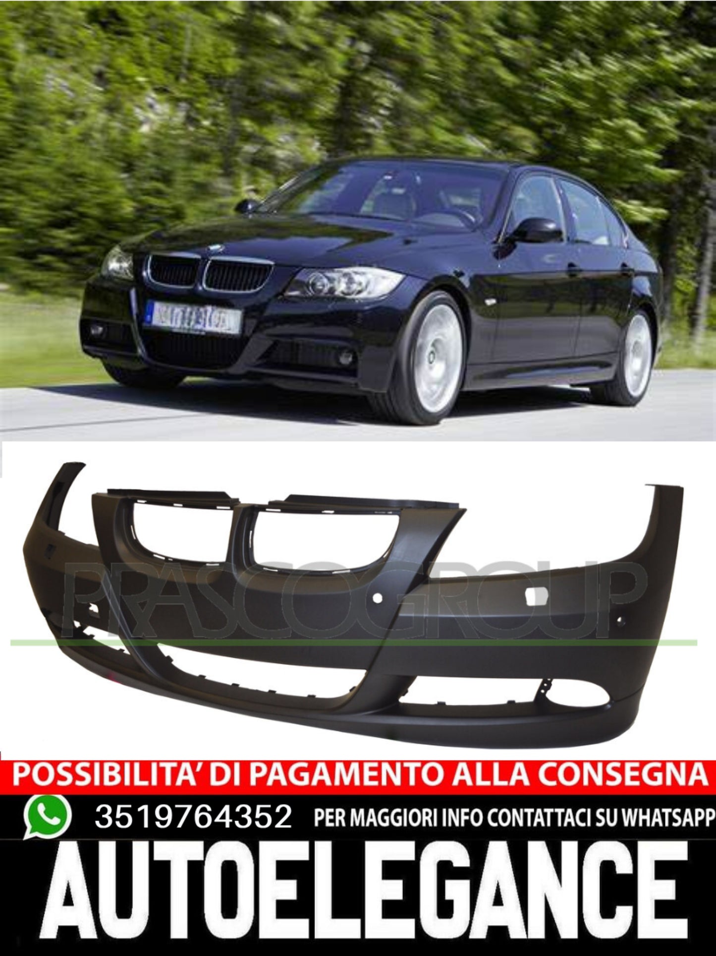 Paraurti Prasco Anteriore CON PRIMER per BMW 3 E91 335 330 325 323 320 318 316 E