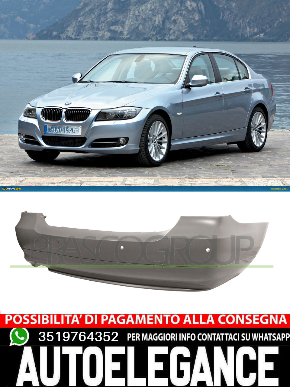 Paraurti Prasco Posteriore Per Bmw 3 E90 335 330 325 320 318 316 CON PRIMER