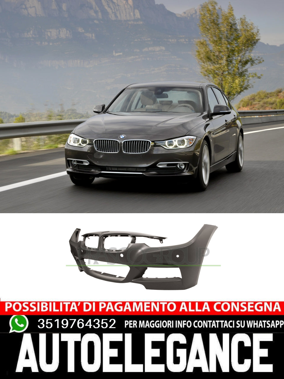 Paraurti ant-con fori pdc+supporti CON PRIMER per BMW Serie 3 M-Tech dal 09/11