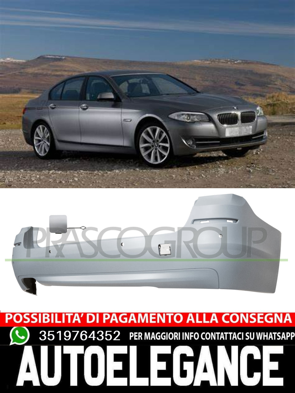 Prasco Rear Bumper WITH PRIMER for BMW 5 F11 550 535 530 528 525 523 520 Station Wagon 