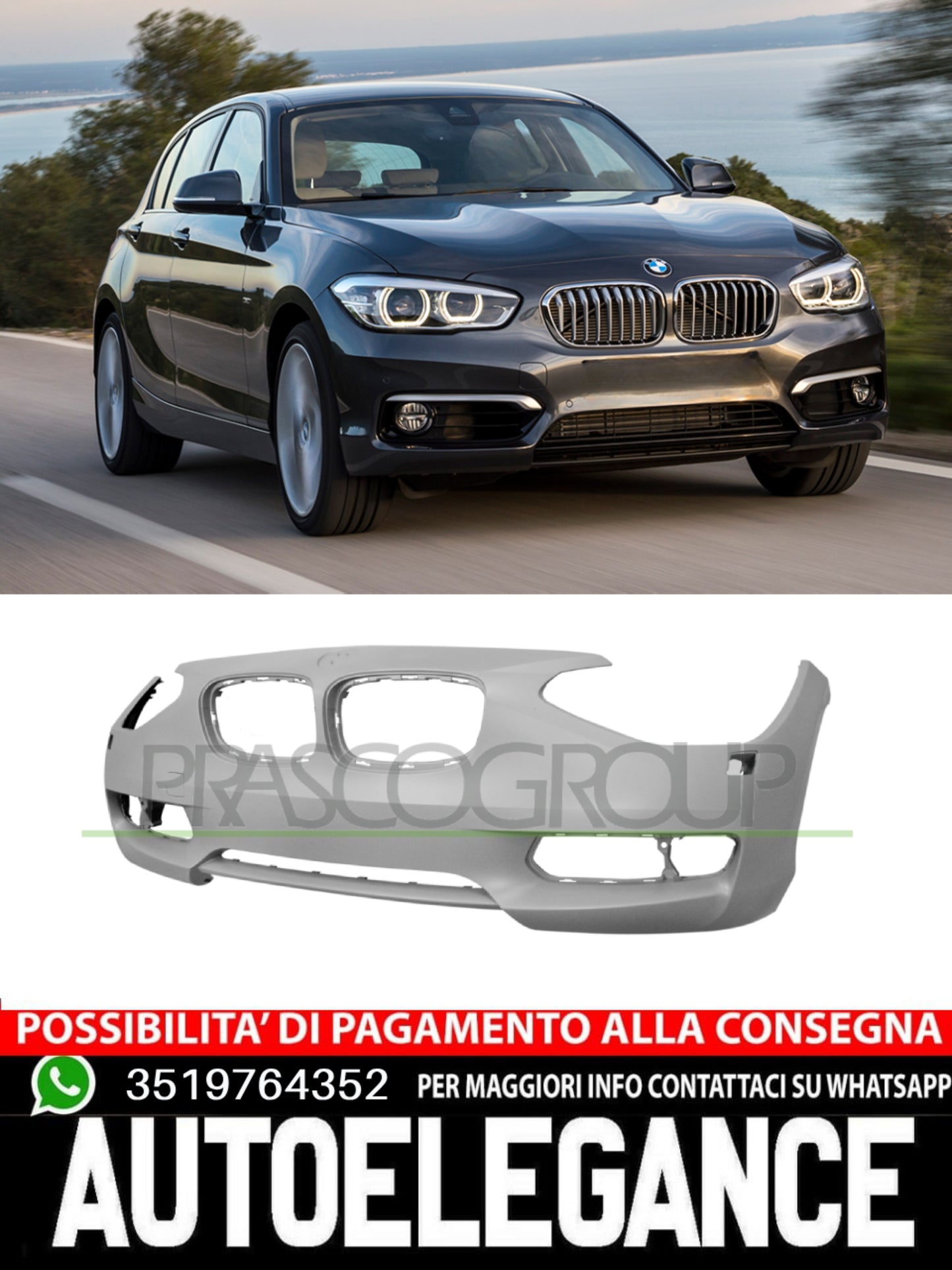 Paraurti Prasco Anteriore CON PRIMER TAPPO COPRIGANCIO per BMW 1 F21 / F20
