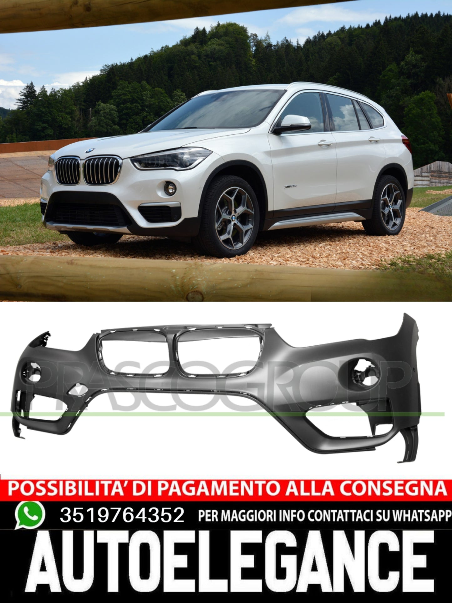 Paraurti Prasco Anteriore CON PRIMER  per BMW X1 F48 xDrive sDrive 51117453566