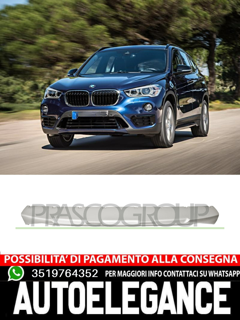 SPOILER centrale paraurti anteriore-grigio per Bmw X1 F48 08/15 -  51117425977