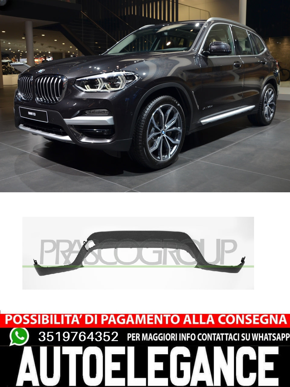 Modonatura CENTRALE Paraurti Prasco Anteriore Per Bmw X3 G01 F97 Xdrive Sdrive