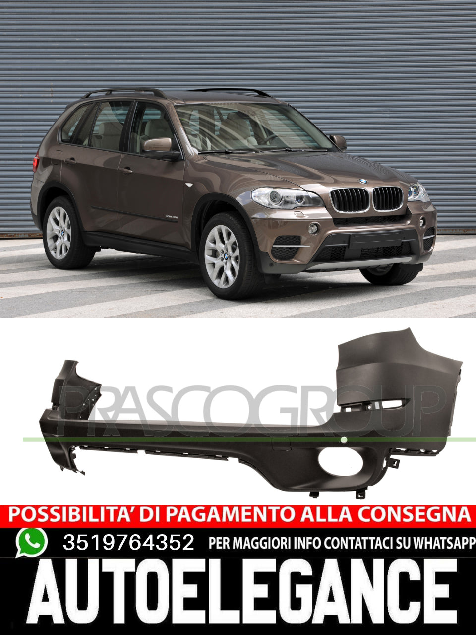 Paraurti Prasco Posteriore CON PRIMER SCARICO DOPPIO per BMW X5 E70 xDrive