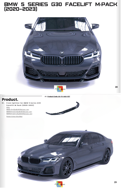 💕ART.2348  SPLITTER BMW 5 SERIES G30 FACELIFT M-PACK 2020-2023💕