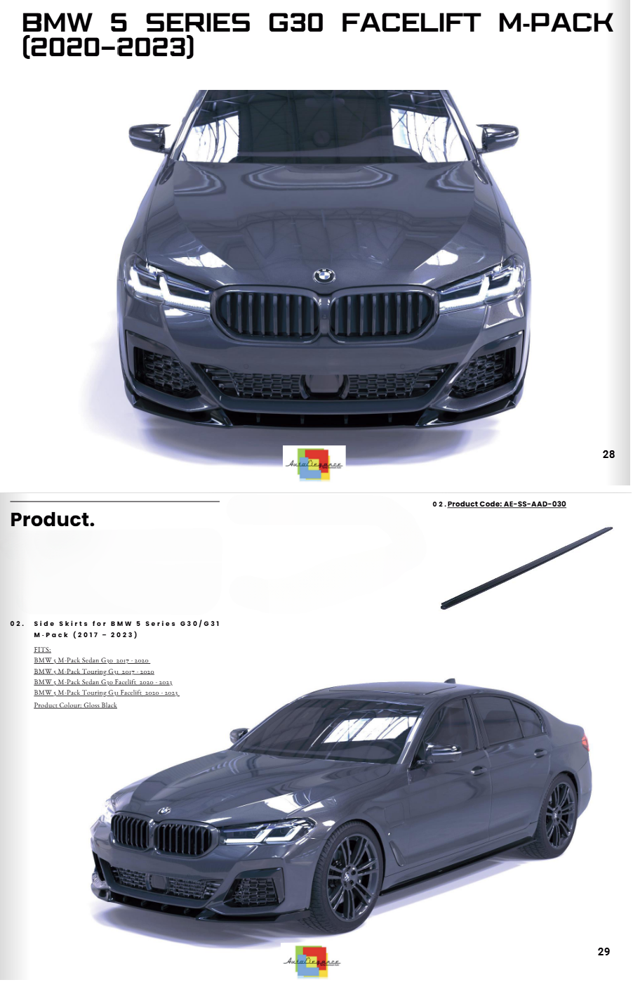 💕ART.2349  SOTTO MINIGONNE BMW 5 SERIES G30 FACELIFT M-PACK 2020-20💕