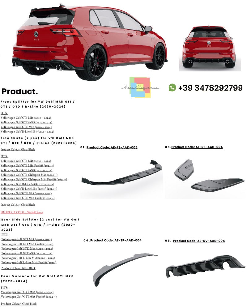 💫Bodykit adatto per Volkswagen Golf MK8 GTI  2020-2024💫