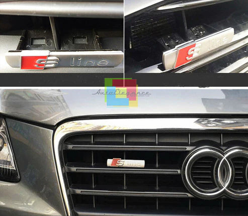 LOGO SLINE GRIGLIA ANTERIORE A CLIP AUDI  AVANT BERLINA LOOK SPORTIVO ACCIAIO