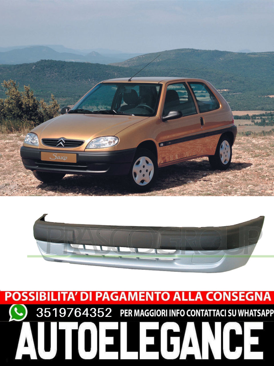 Prasco Front Bumper PARTIALLY PRIMER for CITROEN SAXO 7401Y5 