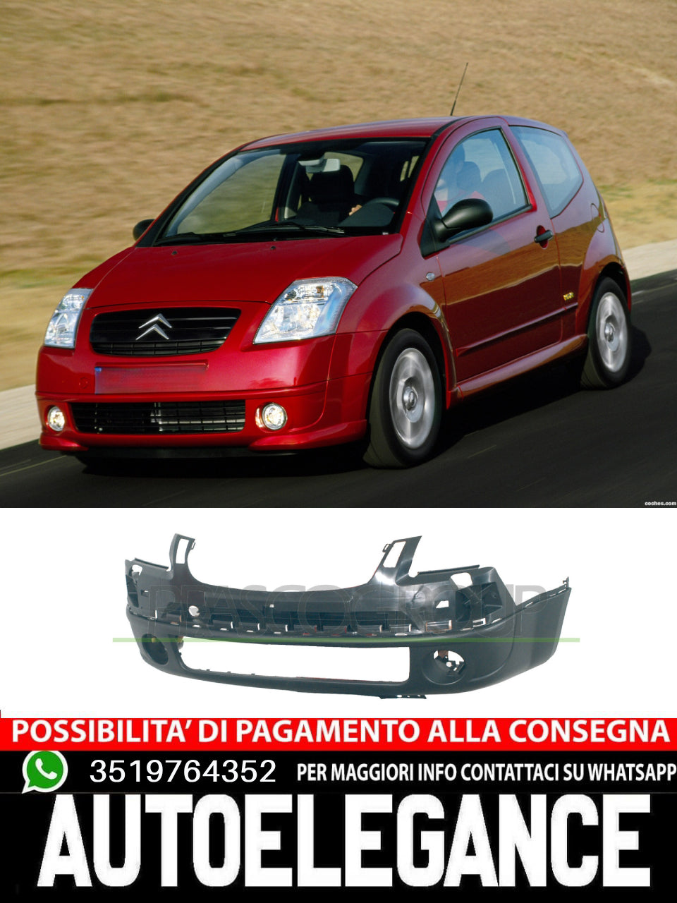 Paraurti Anteriore Inferiore Nero Per CitroÃn C2 7401GV