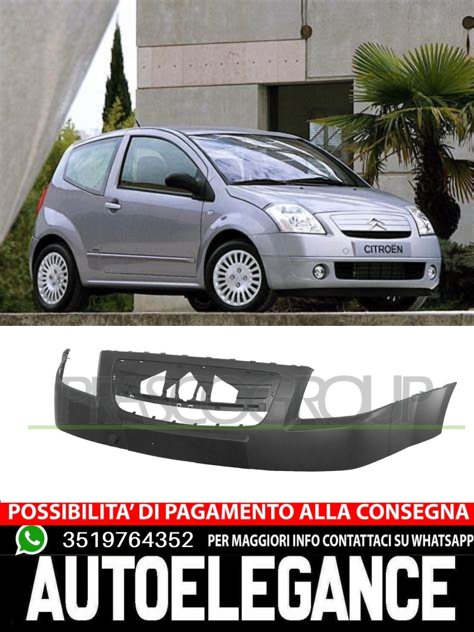 Paraurti Anteriore Superiore Nero Per CitroÃn C2  7401Y7