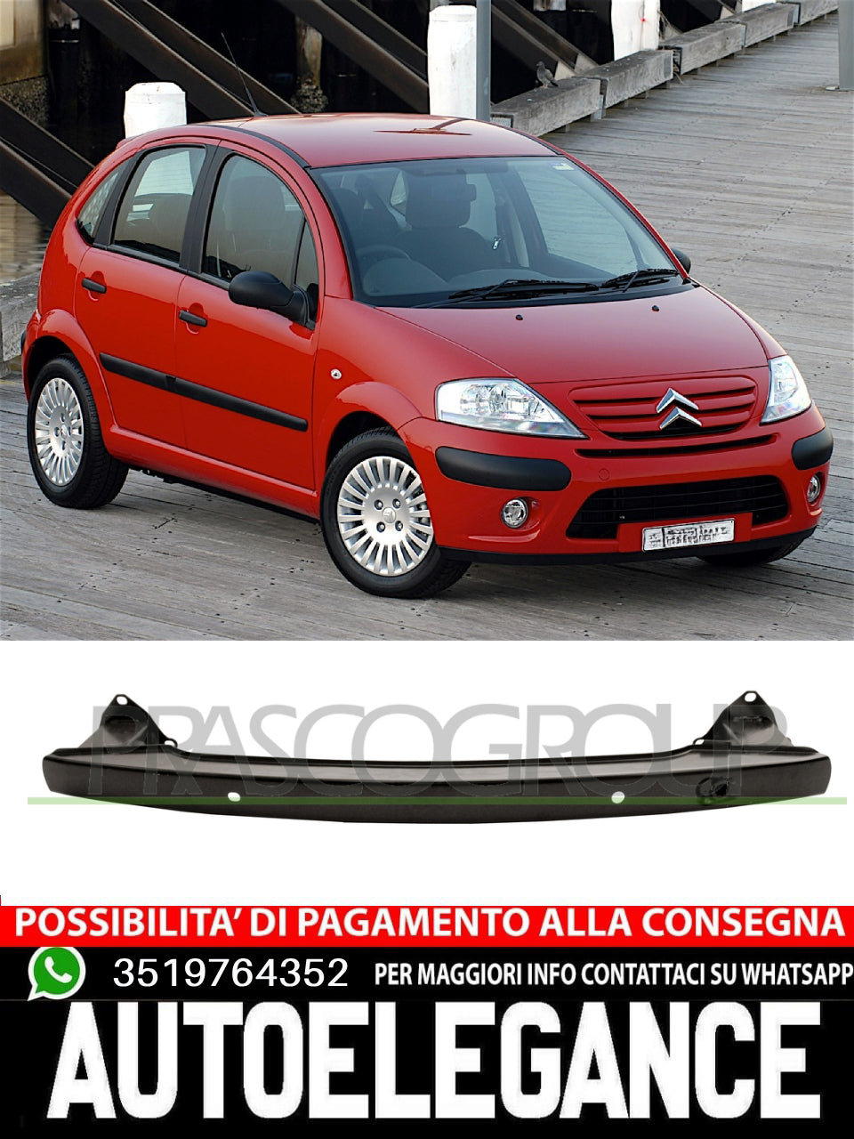 Rinforzo paraurti posteriore- mod. 5 porte per Citroen C3 04/02- 08/09 7414AT