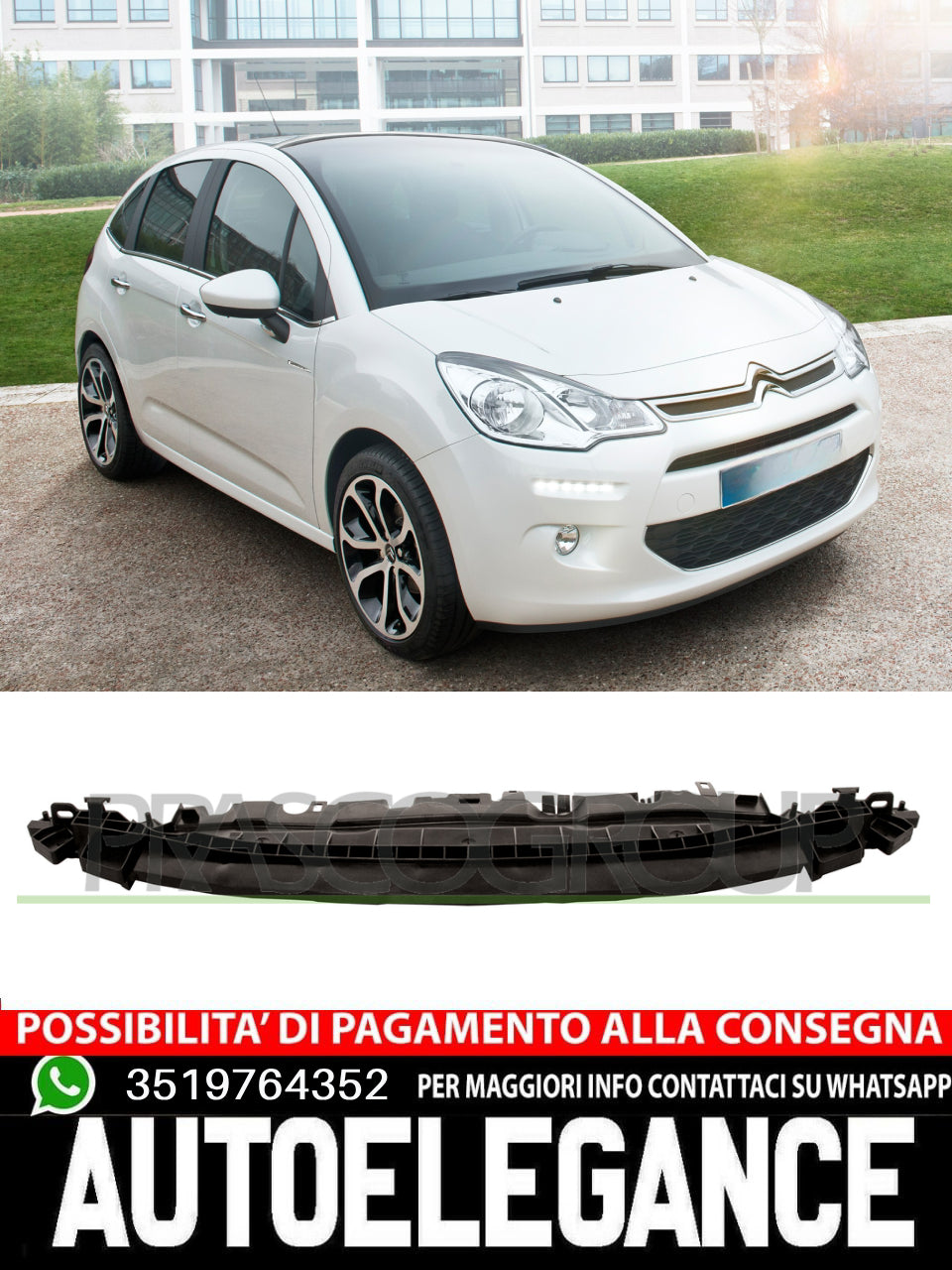 FRONT LOWER Bumper Absorber - PLASTIC for Citroen C3 09/09 7422G9 