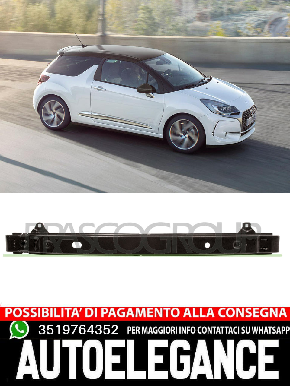 Rear bumper reinforcement for Citroen C3 09/09- 05/13 DS3 03/09- 02/16 7422G0 
