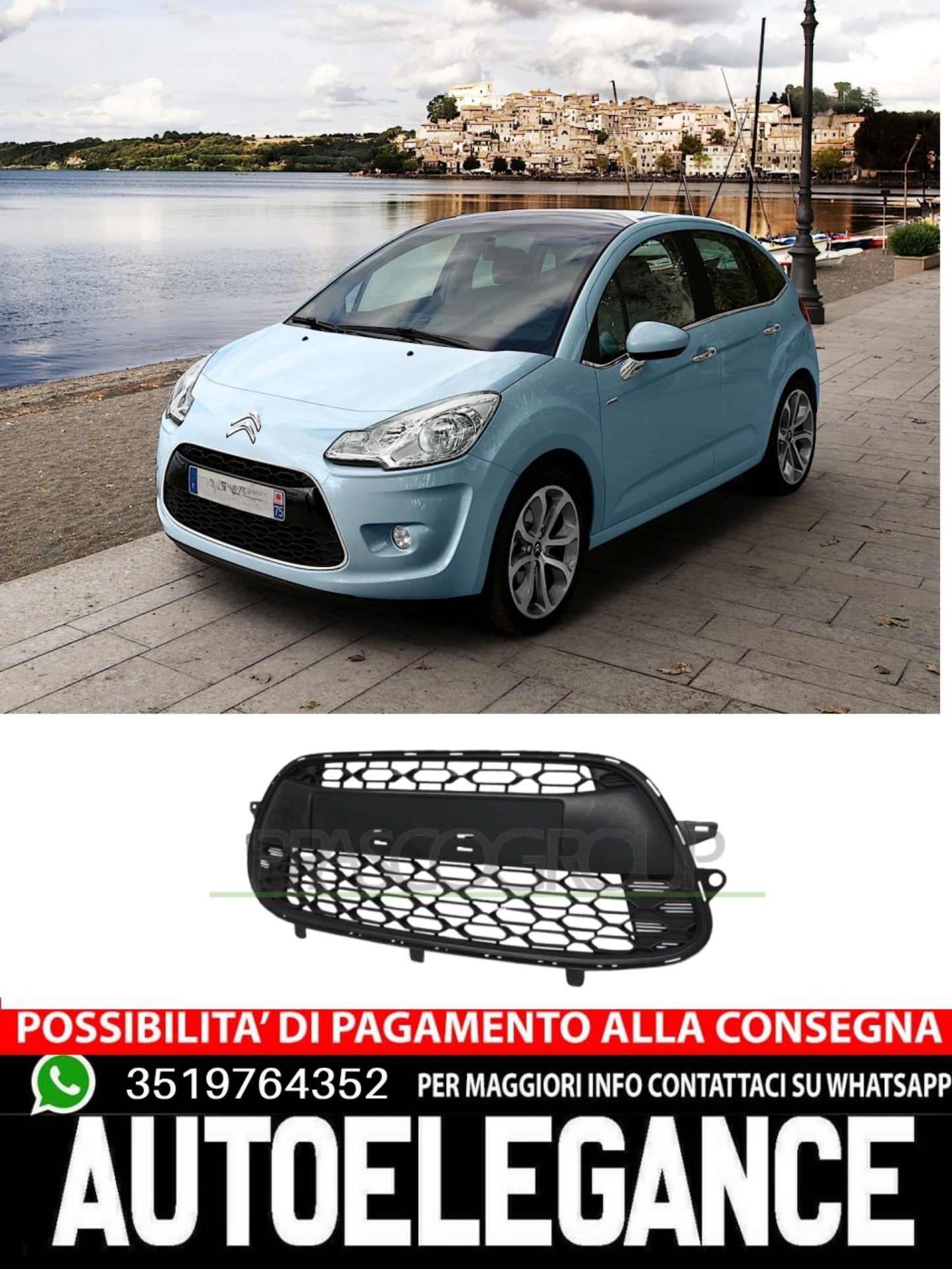 Griglia CENTRALE  Paraurti Prasco Anteriore Per Citroen C3 Ii 7422G3
