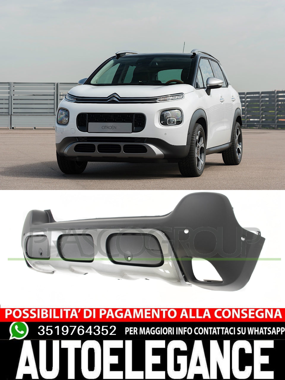 Paraurti Prasco Posteriore per CITROEN C3 II CON FORI PDC MODANATURA 1632593080