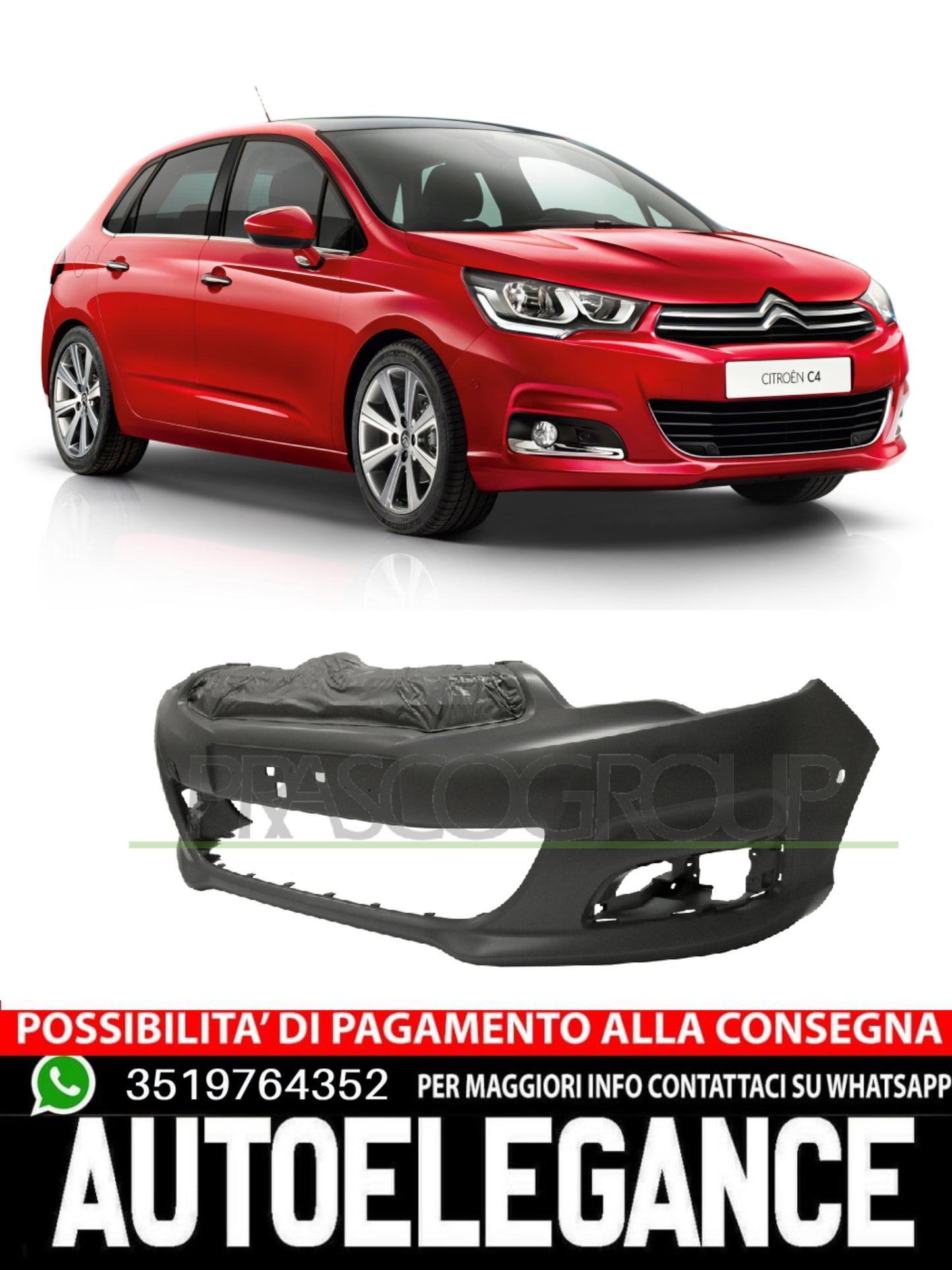 Paraurti Prasco Anteriore FORI PDC per CITROEN C4 II  7401VP