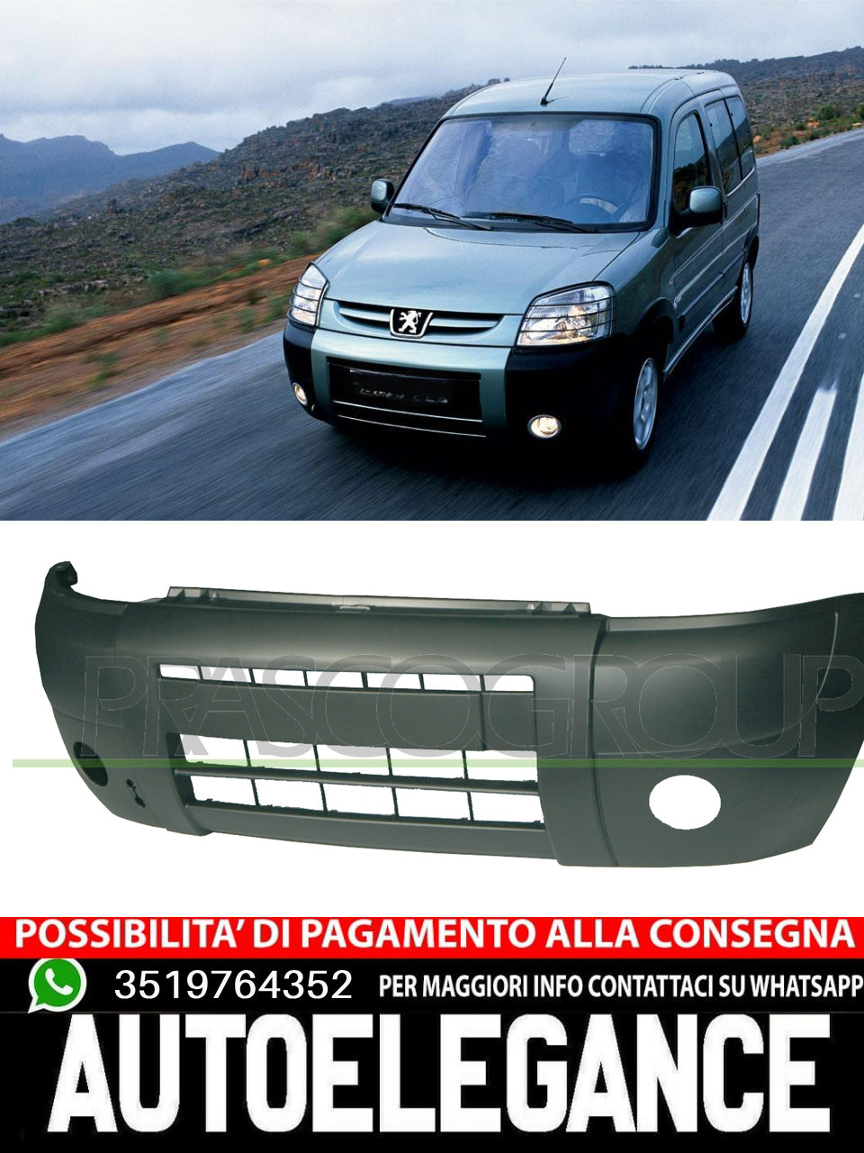 Paraurti Prasco Anteriore CON PRIMER per CITROEN BERLINGO PEUGEOT RANCH 7401W8