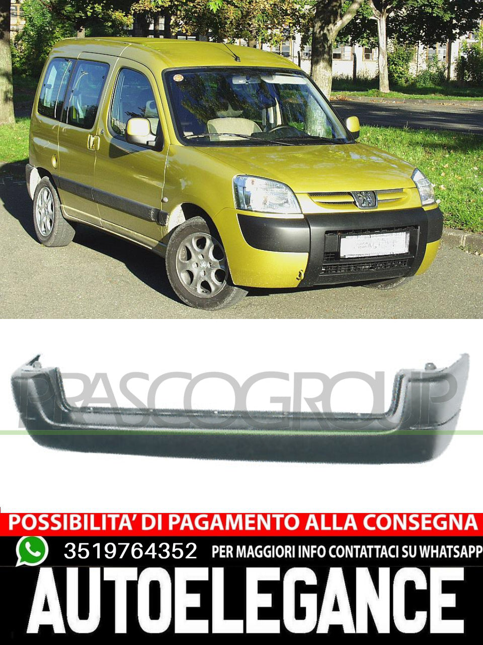 Paraurti Prasco Posteriore per CITROEN BERLINGO PEUGEOT RANCH CON PRIMER  7410N2