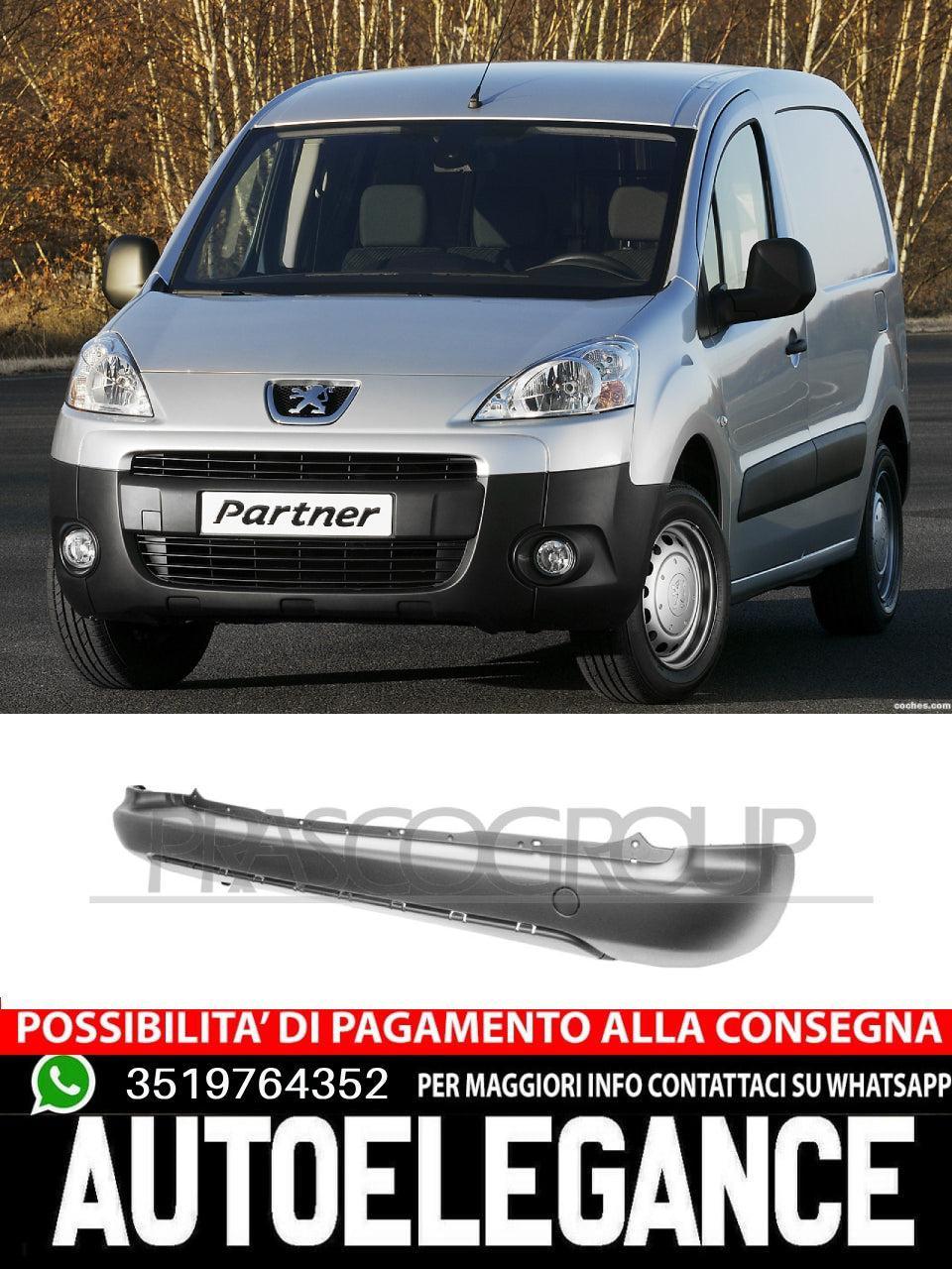 Paraurti Prasco Posteriore CON TRACCE PDC Per Citroen Berlingo Peugeot Partner