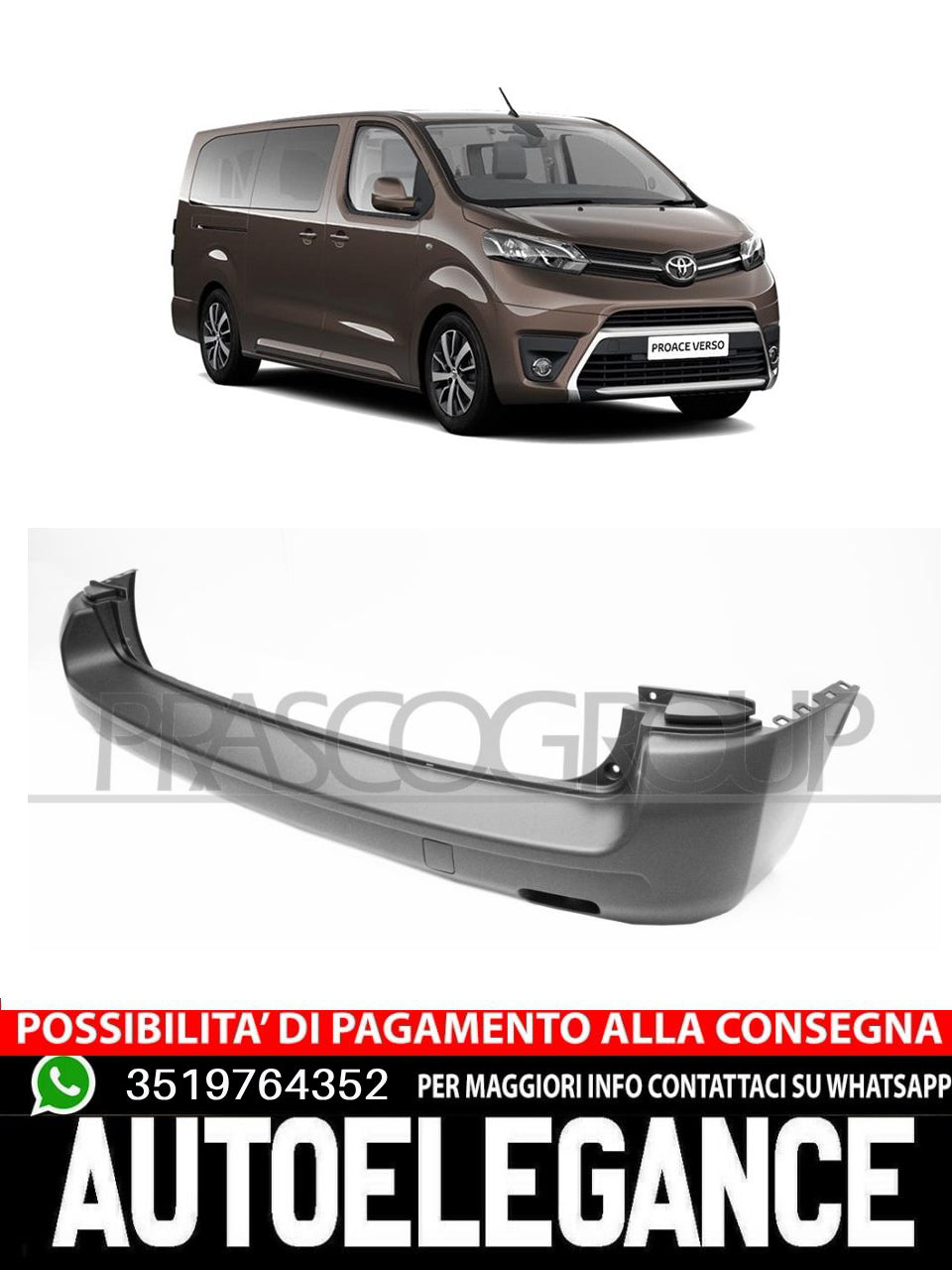 Prasco Rear Bumper WITH HOOK COVER CAP PDC TRACKS For Citroen Jumpy 