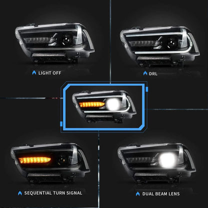Fari per proiettori a doppio raggio per Dodge Charger 2011-2014 (con set di lampadine D2H HID. Versioni con guida a destra e a sinistra)