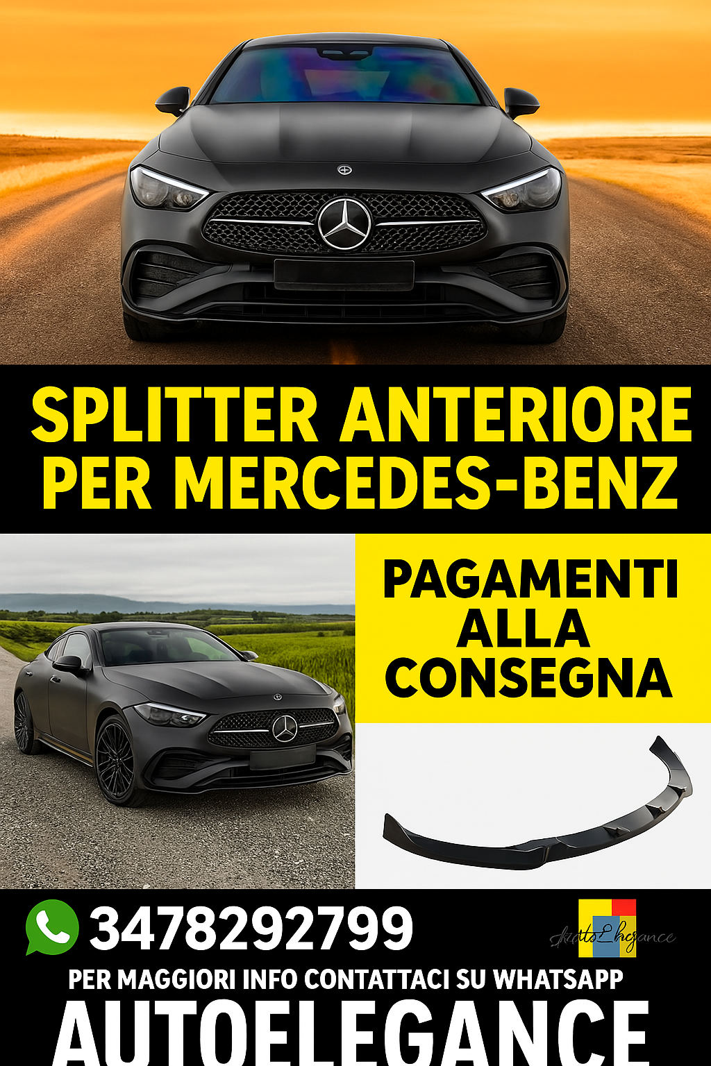 ⭐Splitter anteriore V.2 Adatto Per Mercedes-Benz CLE AMG-Line C236⭐