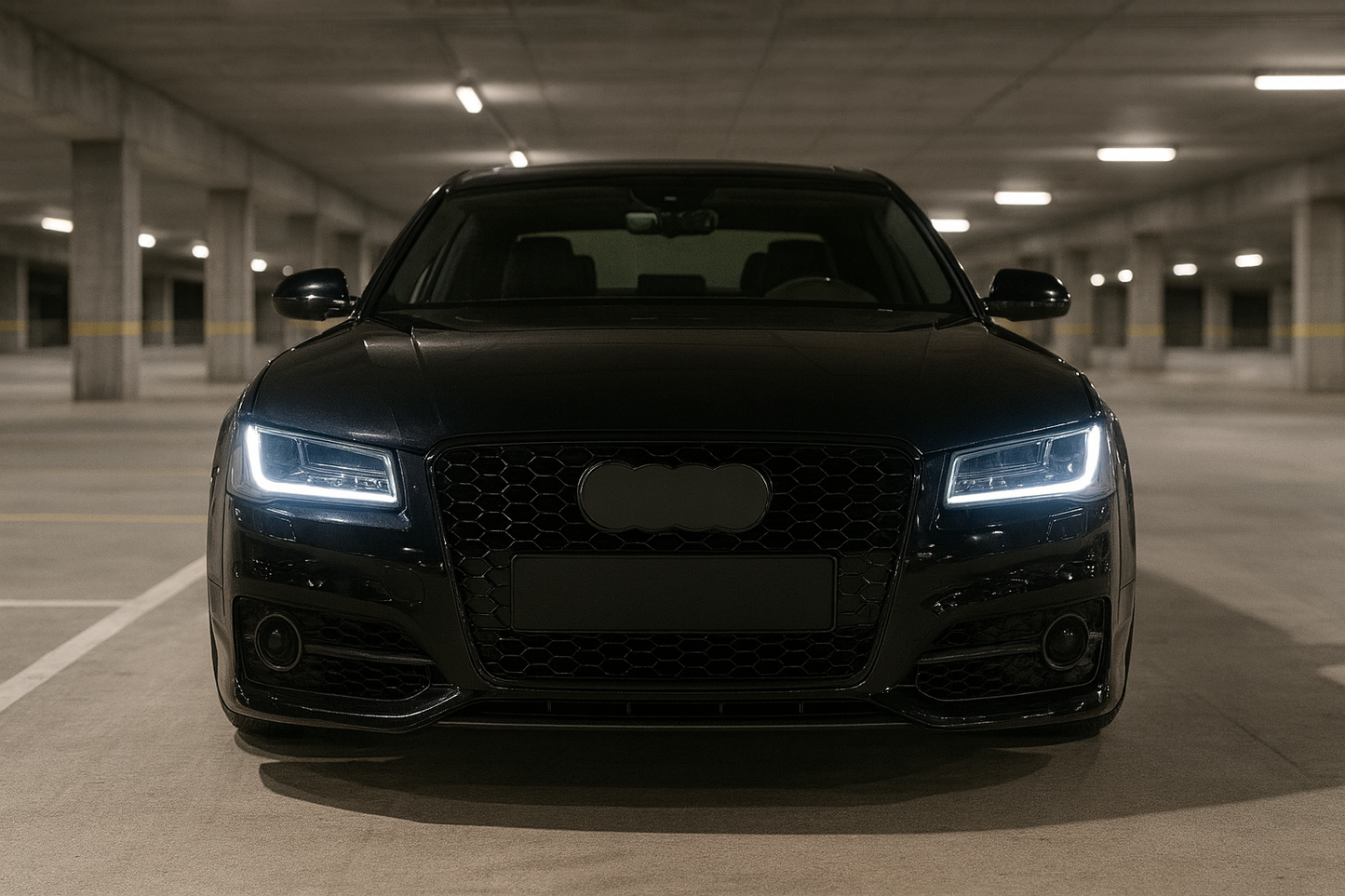 😍ART.5860 GRIGLIA SPORTIVA NERA LUCIDA PDC ADATTO PER AUDI A8 D4 13-17😍
