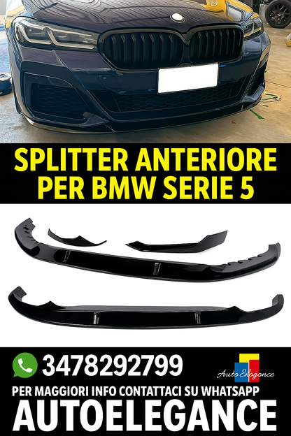⭐SPLITTER NERO ADATTO PER BMW Serie 5 G30 G31 LCI Pacchetto M spoiler spada⭐