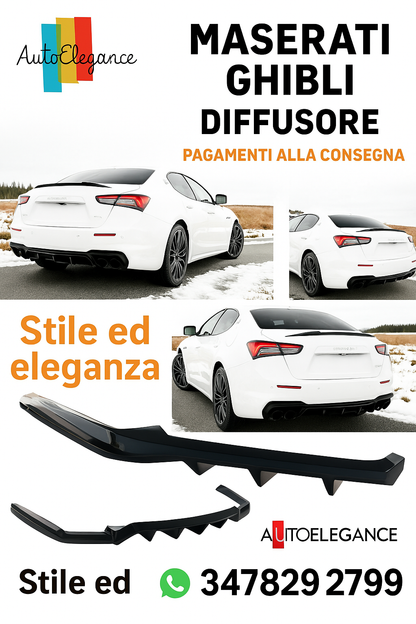 ⭐Splitter posteriore (con barre verticali) Maserati Ghibli Modena Mk3 Facelift⭐