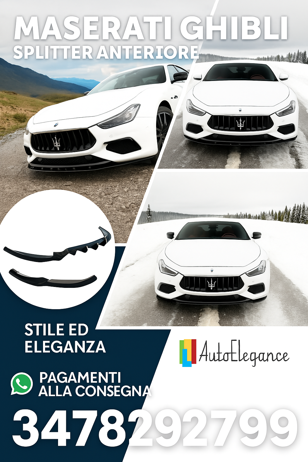 🔥Front Splitter Adatto Per Maserati Ghibli Modena Mk3 Facelift🔥