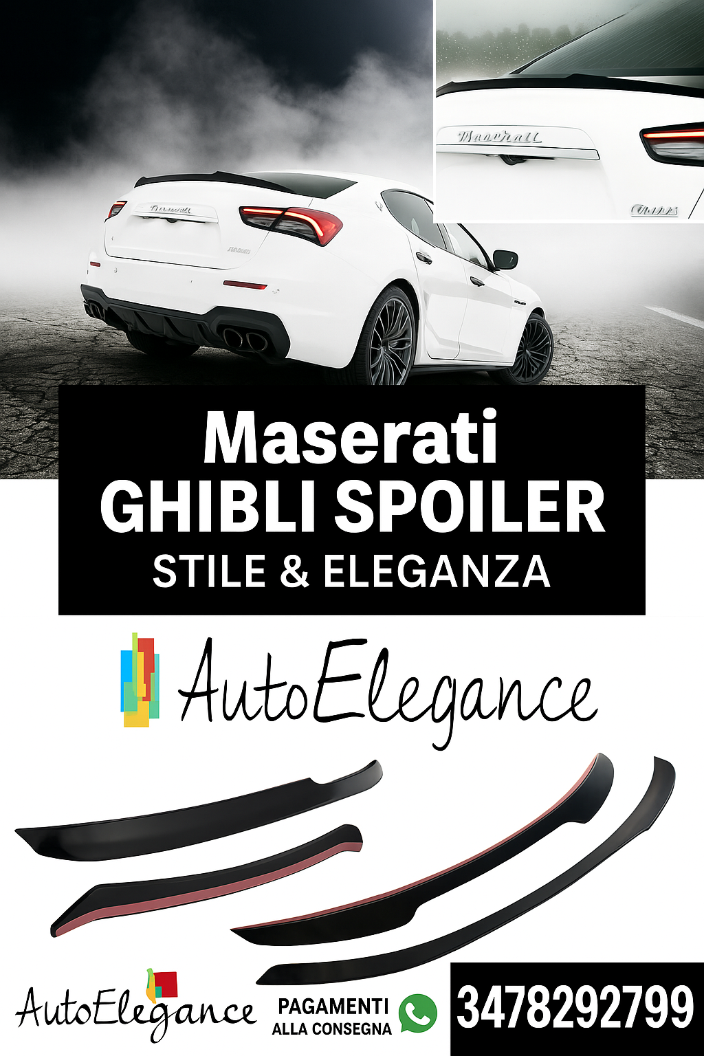 ⭐Spoiler Cap Adatto Per Maserati Ghibli Modena Mk3 Facelift⭐