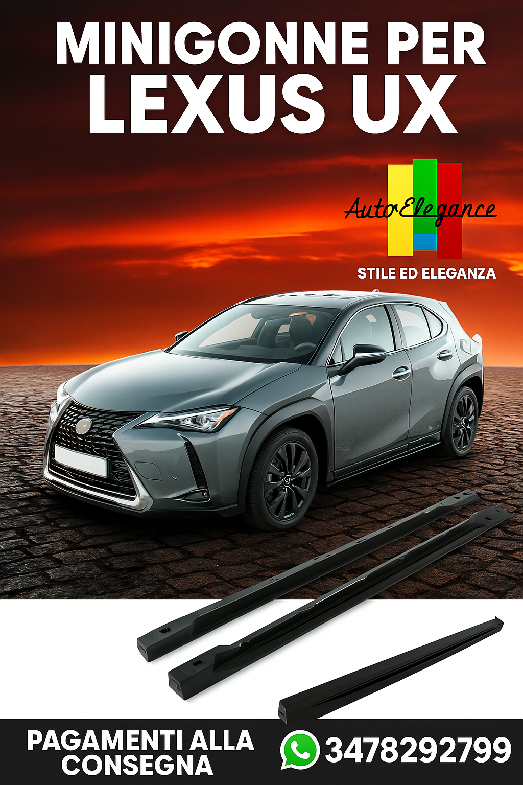⭐Diffusori minigonne laterali Adatto Per Lexus UX F-Sport Mk1⭐