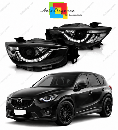 💕 Fari Anteriori Adatto per Mazda CX-5 11-15 LED DRL Neri True DRL 💕