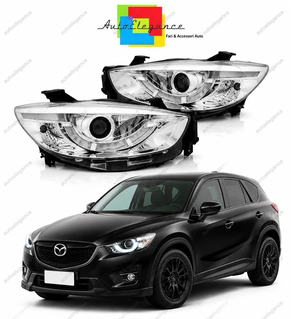 💕 Fari Anteriori Adatto per Mazda CX-5 11-15 LED DRL Cromati True DRL 💕