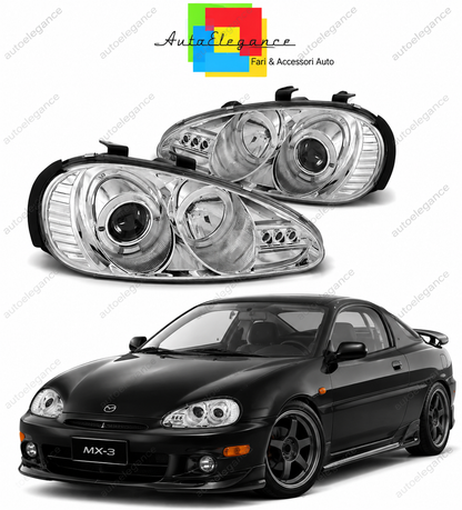 💕 Fari Anteriori Adatto per Mazda MX-3 91-98 Angel Eyes Cromati 💕