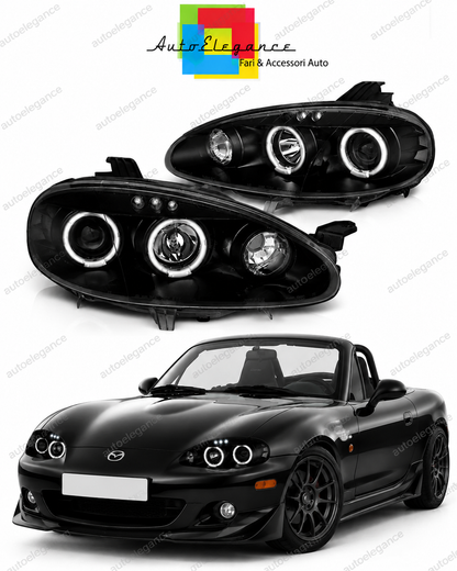💕 Fari Anteriori Adatto per Mazda MX-5 01-05 Angel Eyes Neri 💕