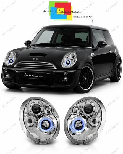💕 Fari Anteriori Adatto per Mini Cooper 01-04 Angel Eyes Cromati 💕