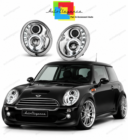 💕 Fari Anteriori Adatto per Mini Cooper 05-06 LED Daylight Cromati 💕