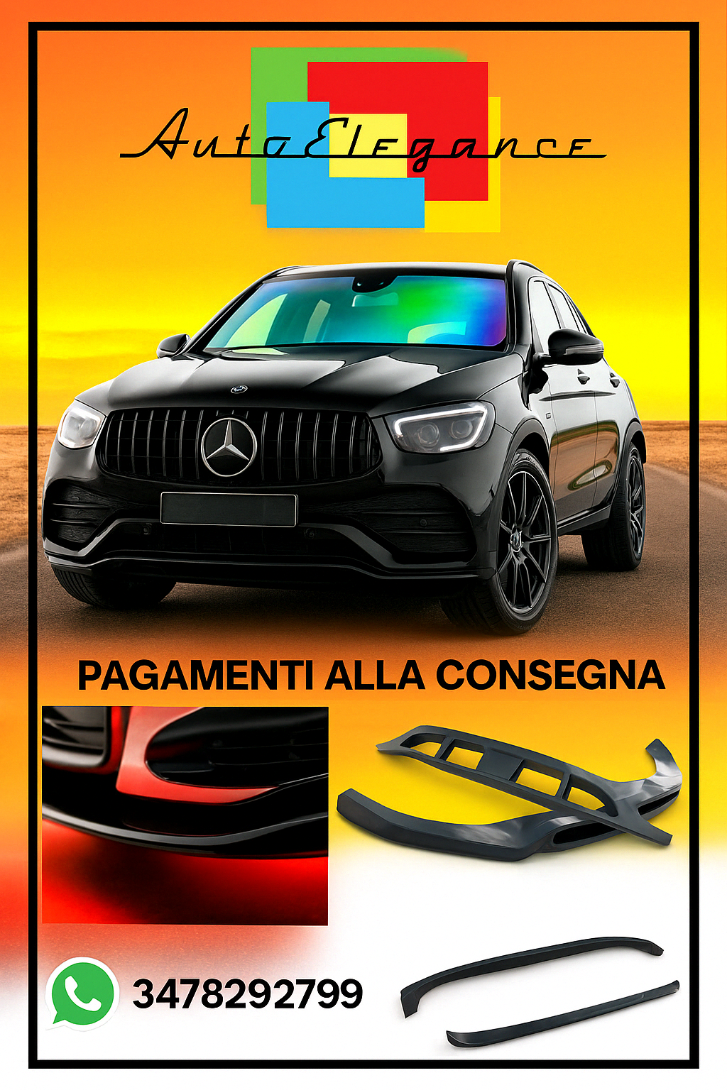 ⭐Splitter anteriore Adatto Per Mercedes-AMG GLC 43 / AMG-Line SUV X253 Facelift⭐