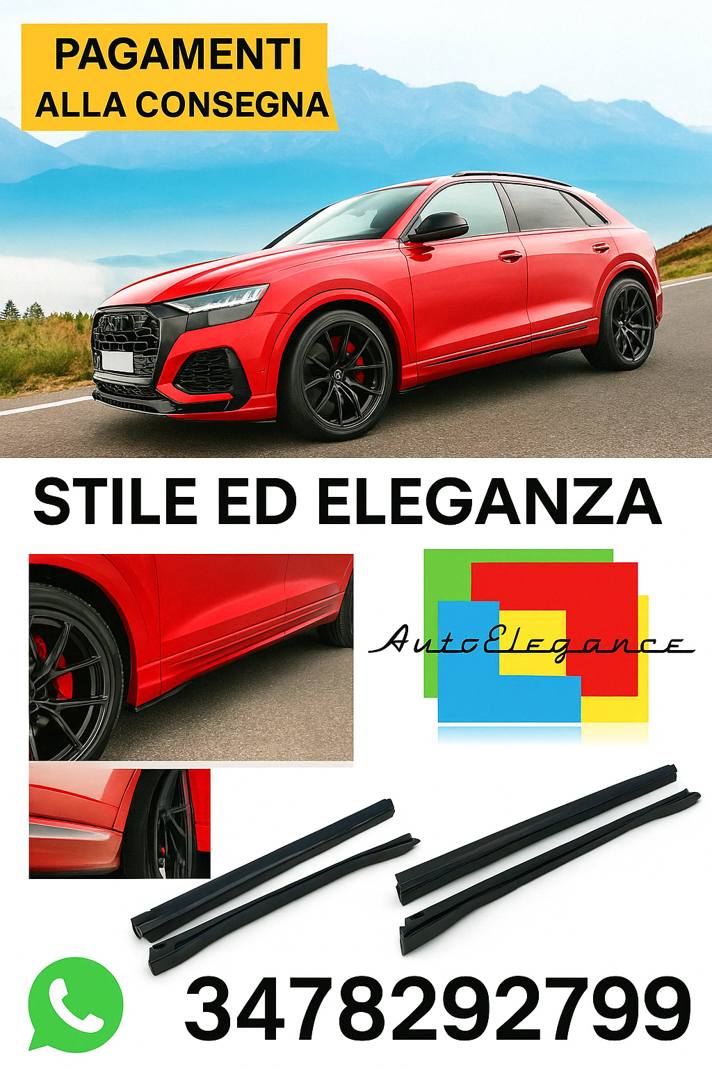⭐Minigonne laterali Adatto Per Audi RSQ8 Mk1 Facelift⭐