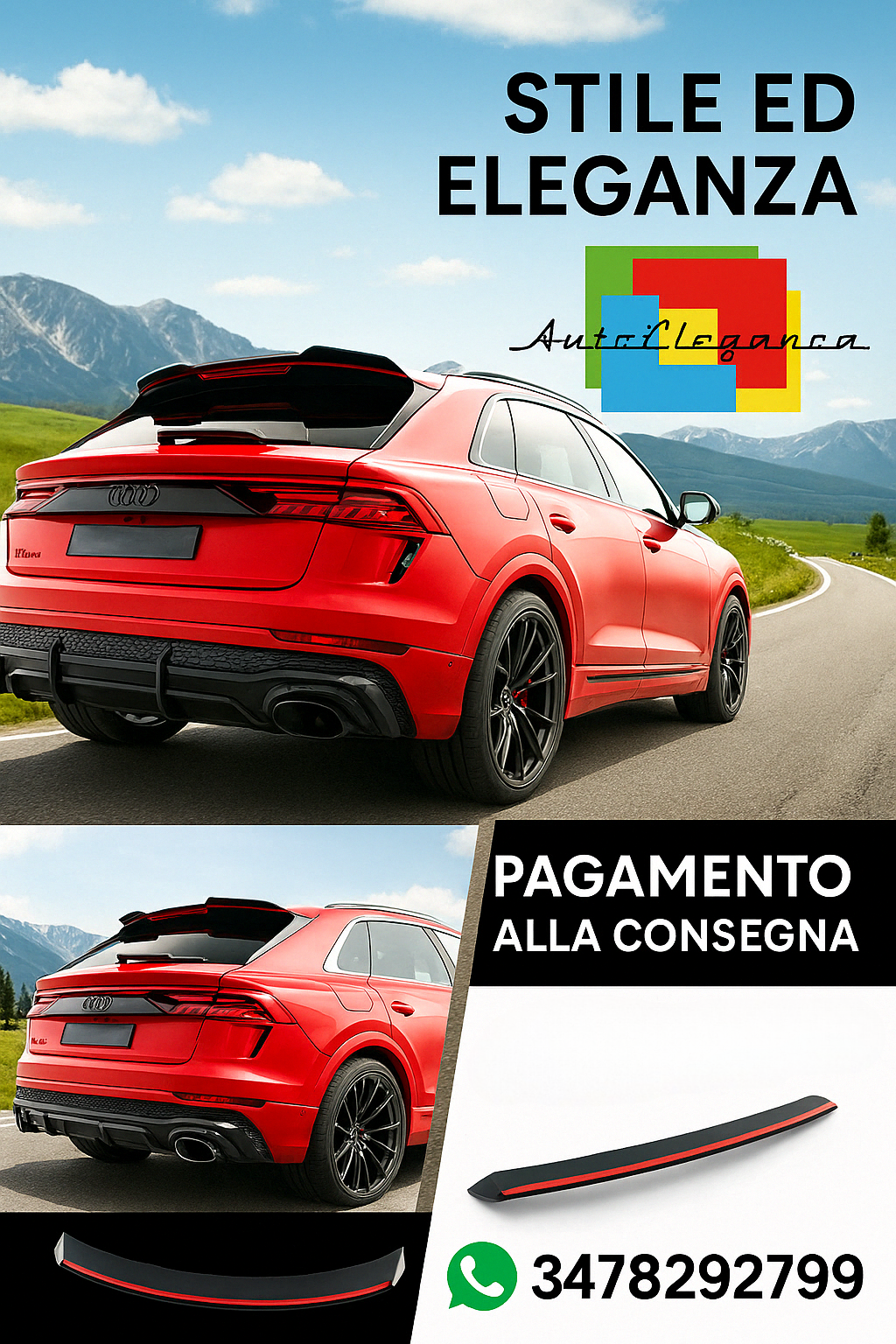 ⭐Tappo spoiler inferiore V.2 Adatto Per  Audi RSQ8 Mk1 Facelift⭐