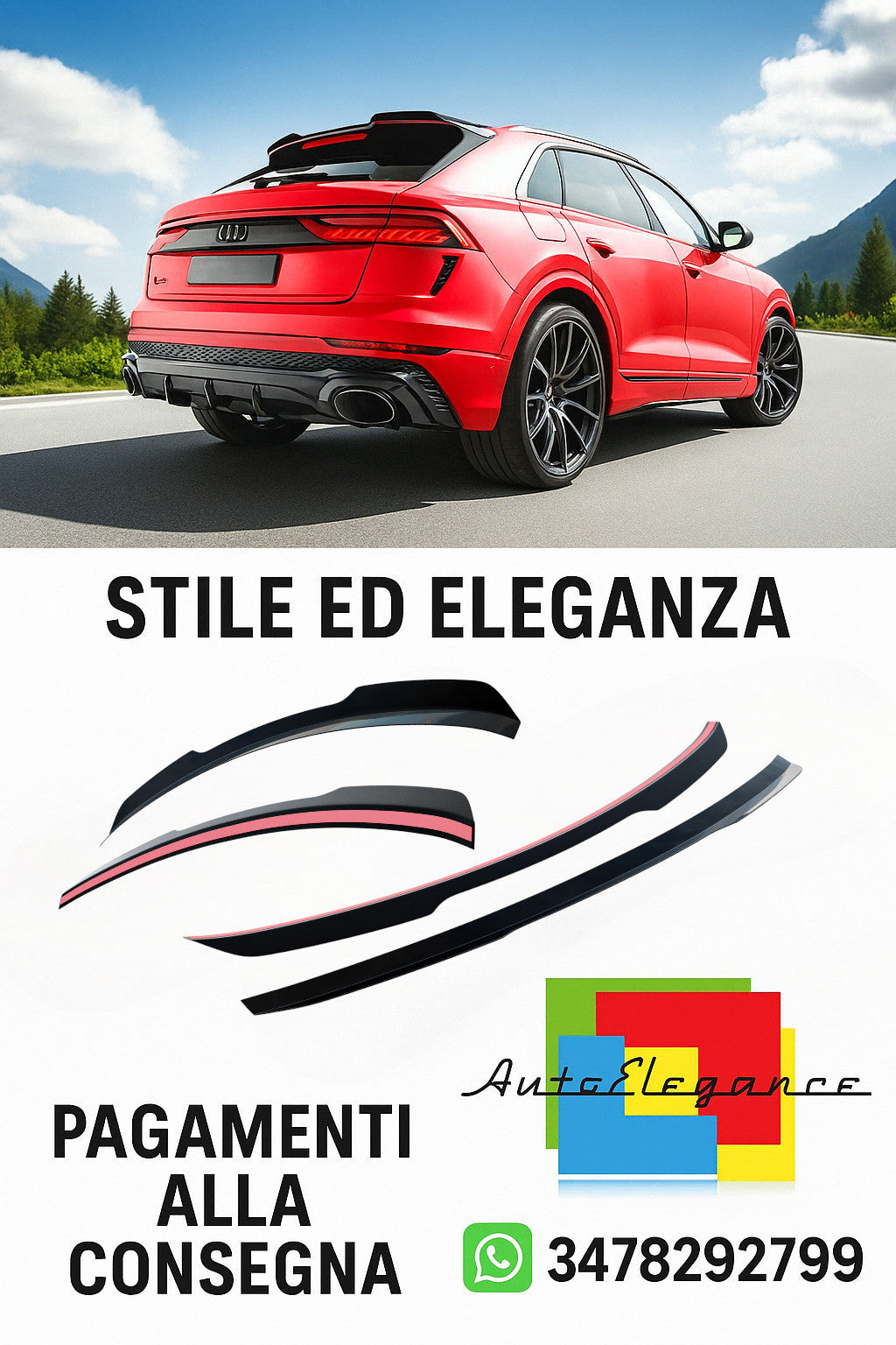 ⭐Tappo spoiler inferiore V.1 Adatto Per Audi RSQ8 Mk1 Facelift⭐