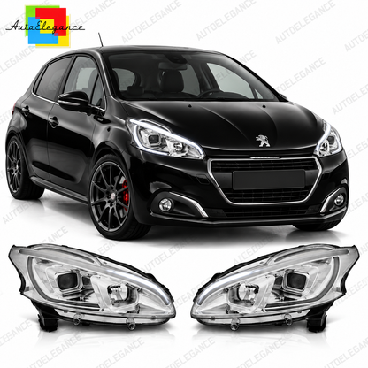 💕 Fari Anteriori Adatti per Peugeot 208 12-15 LED DRL Tube Light Cromati 💕