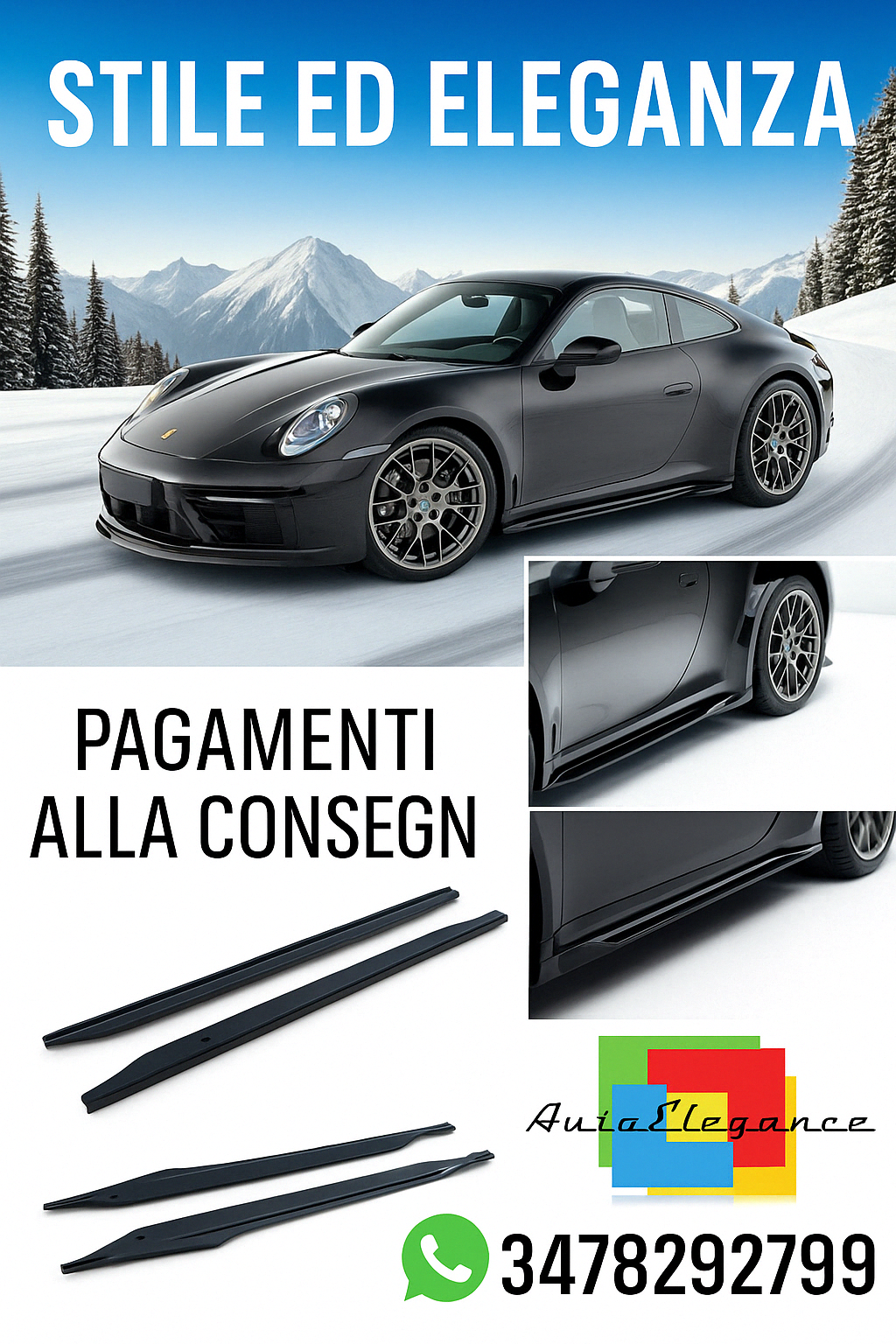 🔥Minigonne Laterali V.2 Adatto Per Porsche 911 Carrera Sport Design 992🔥