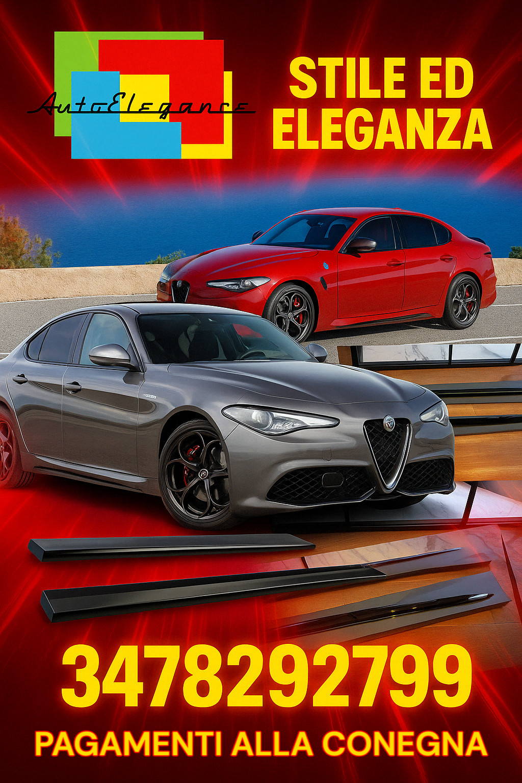 🔥2203 MINIGONNE ADATTO PER ALFA ROMEO GIULIA SPECIFICHE TOP QUALITY🔥