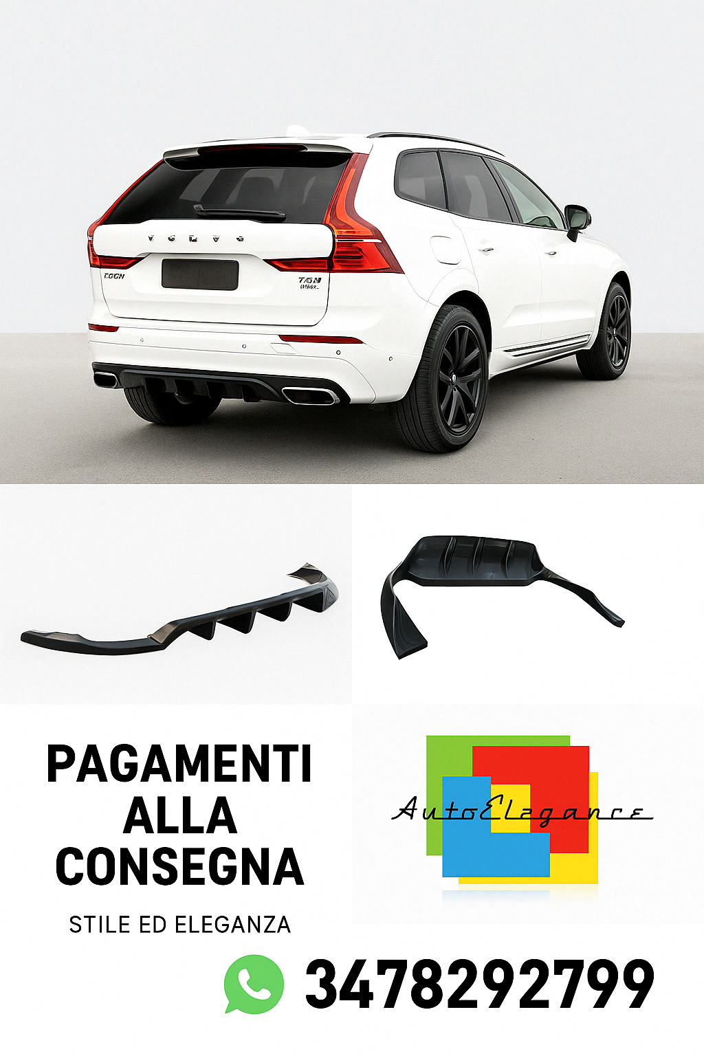 🔥Splitter Adatto Per (con barre verticali) Volvo XC60 Mk1 Facelift🔥