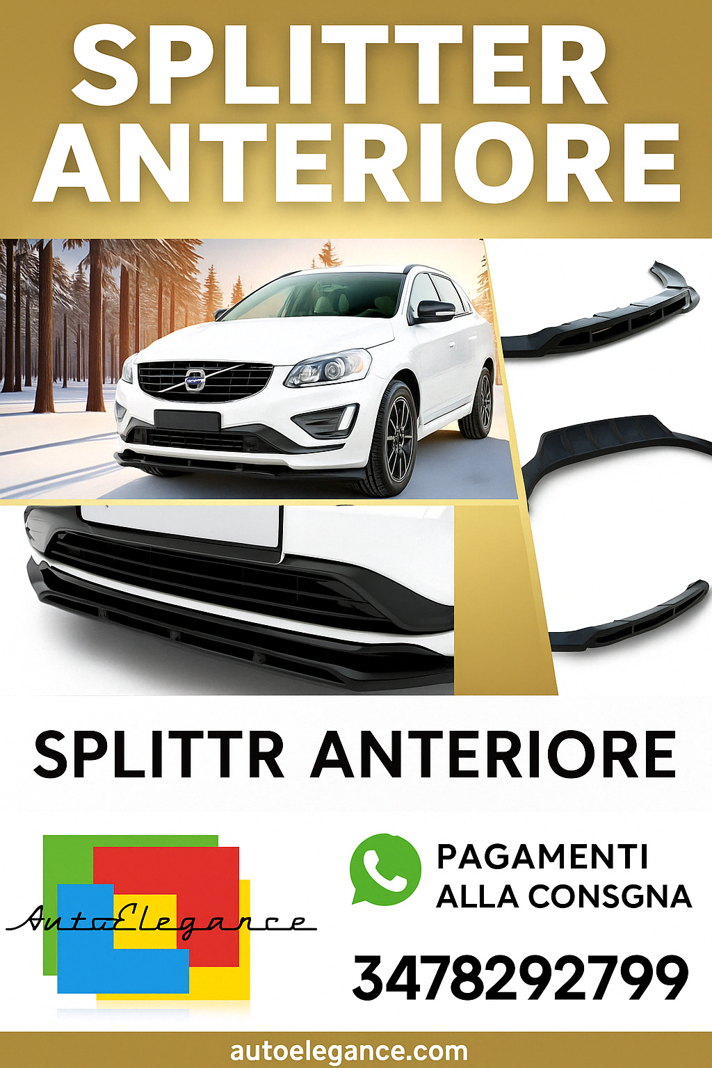 🔥Splitter Adatto Per (con barre verticali) Volvo XC60 Mk1 Facelift🔥